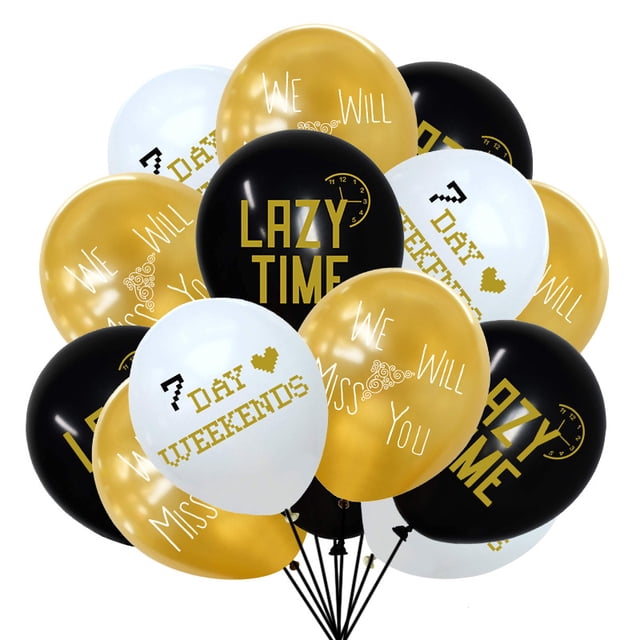 Kit de globos de jubilación, 15 unidades, 30 cm, negro, dorado y látex blanco