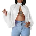 thumbnail image 2 of AXXD White Basic Blouses for Women Summer 2024 Loose Casual Lantern Sleeve Solid Color Chiffon Shirt Long Sleeved Top, 2 of 5