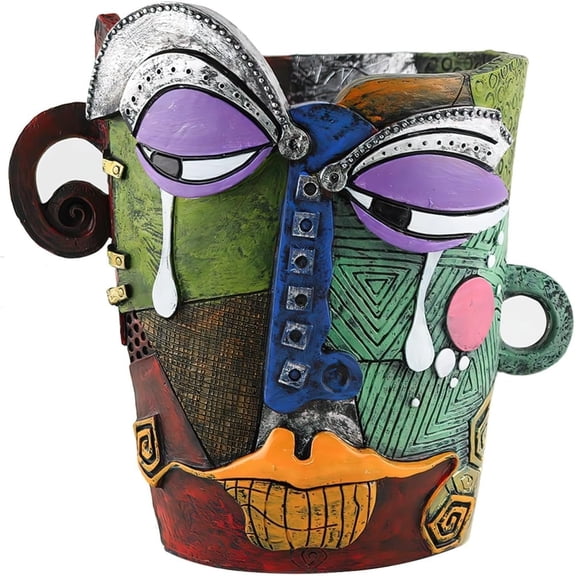 Picasso-Inspired Abstract Flower Pot | Planter with Drainage Hole | Colors & Quirky Art Decor (Tears)