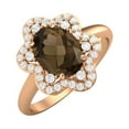 thumbnail image 2 of 8x6mm Oval Shape Smoky Quartz 925 Silver Rose Plated Engagement Women Mother's Day Gift Ring, 2 of 4
