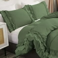 thumbnail image 2 of DNG Creations 1 Piece Double Ruffle Duvet Cover With Zipper Closure ( Solid Moss ) All-Season 100% Egyptian Cotton, 800 Thread Count ( Oversized Queen - Size ), 2 of 6