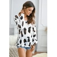 thumbnail image 2 of ABPHQTO Blusa de mujer blanca con estampado de leopardo y manga larga, 2 of 5