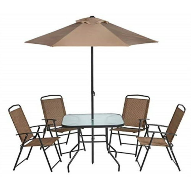 Outdoor 6 Piece Folding Patio Dining Furniture Set With Umbrella Seats 4 Com 6 Piece Folding Patio Dining Furniture, Folding Patio Set With Umbrella