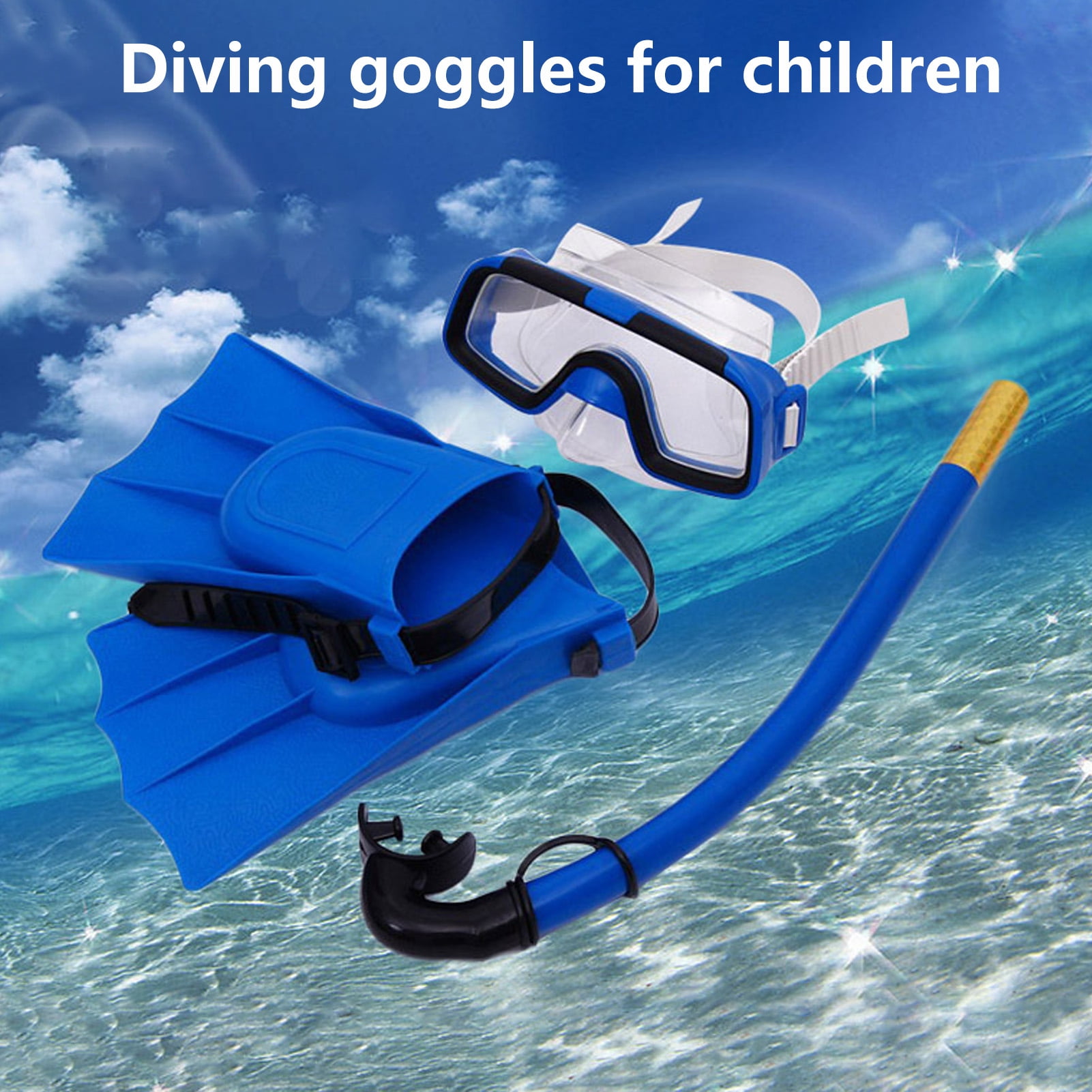 UDIYO 1 Set Kids Mask Fin Snorkel Set for Boys and Girls with Panoramic