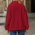 thumbnail image 6 of Lovskoo Womens Full Zip Up Fuzzy Fleece Jacket Stand Collar Winter Solid Color Long Sleeve Shrink Cuffs Loose Lapel Coats Outerwear Red, 6 of 7