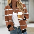 thumbnail image 2 of Women Casual Jackets Floral Print Long Sleeve Zip Up Bomber Jackets Fall Winter Collar Lightweight Loose Outerwear Coat Z002-Brown M, 2 of 5