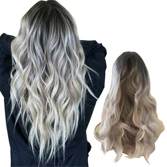 Women Synthetic Wavy Wig Fashion Silver Grey Hair For Girls And Ladies