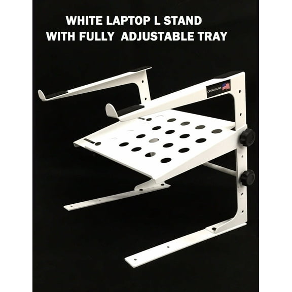 New White CedarsLink Laptop Computer L Stand For DJ W/Storage Shelf DJ Pro Audio