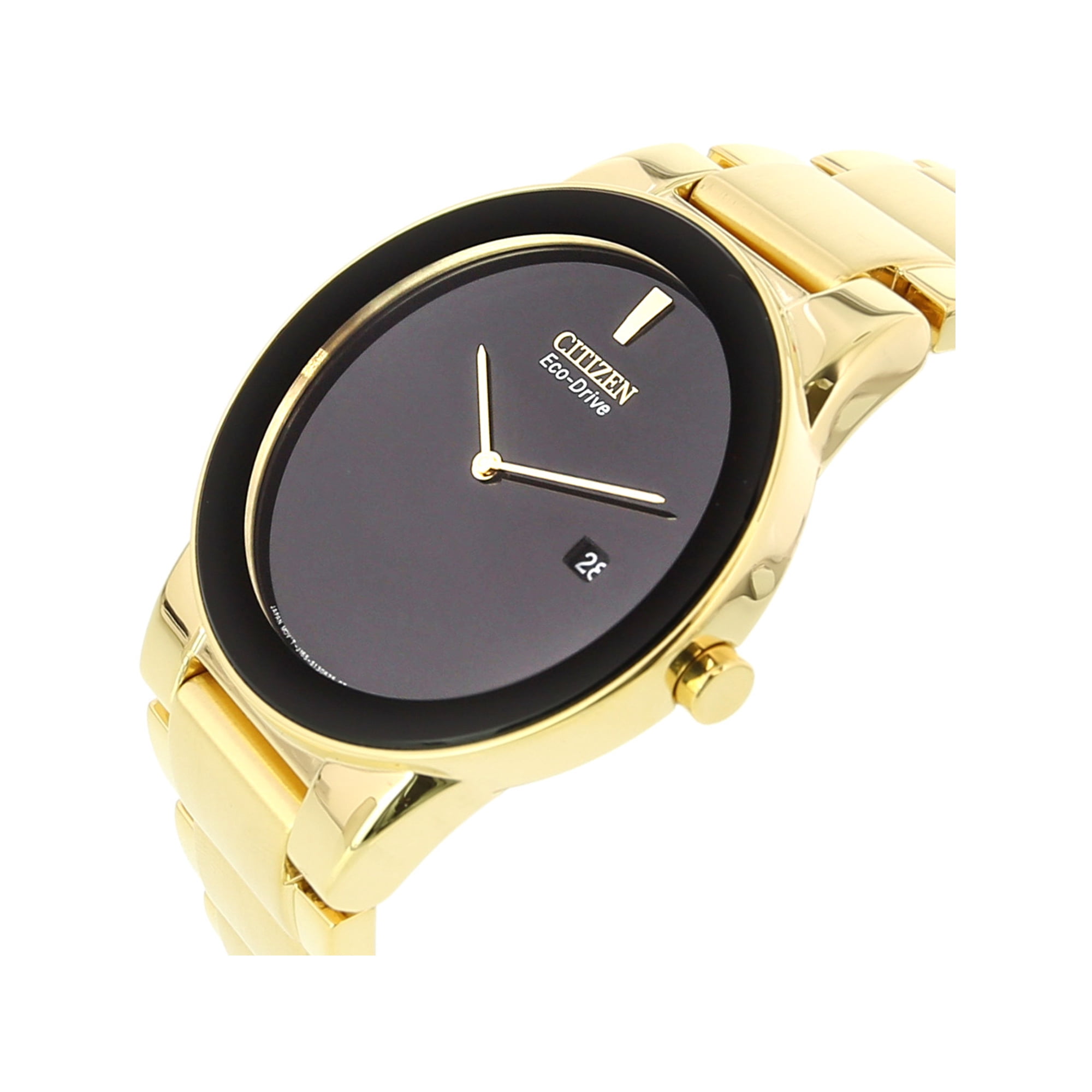 Eco drive axiom black dial black leather men's watch store