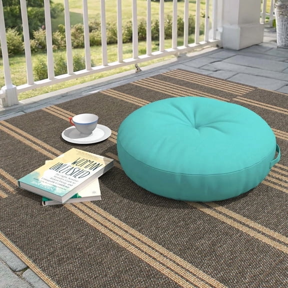 Covers & All Sunbrella Indoor/Outdoor Floor Pillow, 24 Inch Circular Cushion Cover with Insert