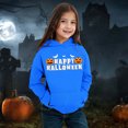 thumbnail image 2 of WERYOUNG Girls Boys Hoodies Cartoon Letter Pumpkin Bat Printed Long Sleeve Pullover Hooded Halloween Sweatshirt With Pocket Toddler Casual Casual Outings Hoodie,Dark Blue,2-3 Years, 2 of 4