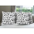 thumbnail image 6 of Ambesonne Hipster Throw Pillow Cover 4 Pack, Cartoon Doodle Space, 18", Black White, 6 of 7