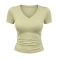 thumbnail image 4 of Axiiglly T Shirts for Women 2026 V Neck Short Sleeve Stretch Summer Crop Tees Soft and Comfy, S-5XL, 4 of 8