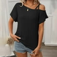 thumbnail image 6 of Babysbule Women's Shirts Fashion Womens Sequins Off The Shoulder V-Neck Short Sleeve Tops Blouses, 6 of 7