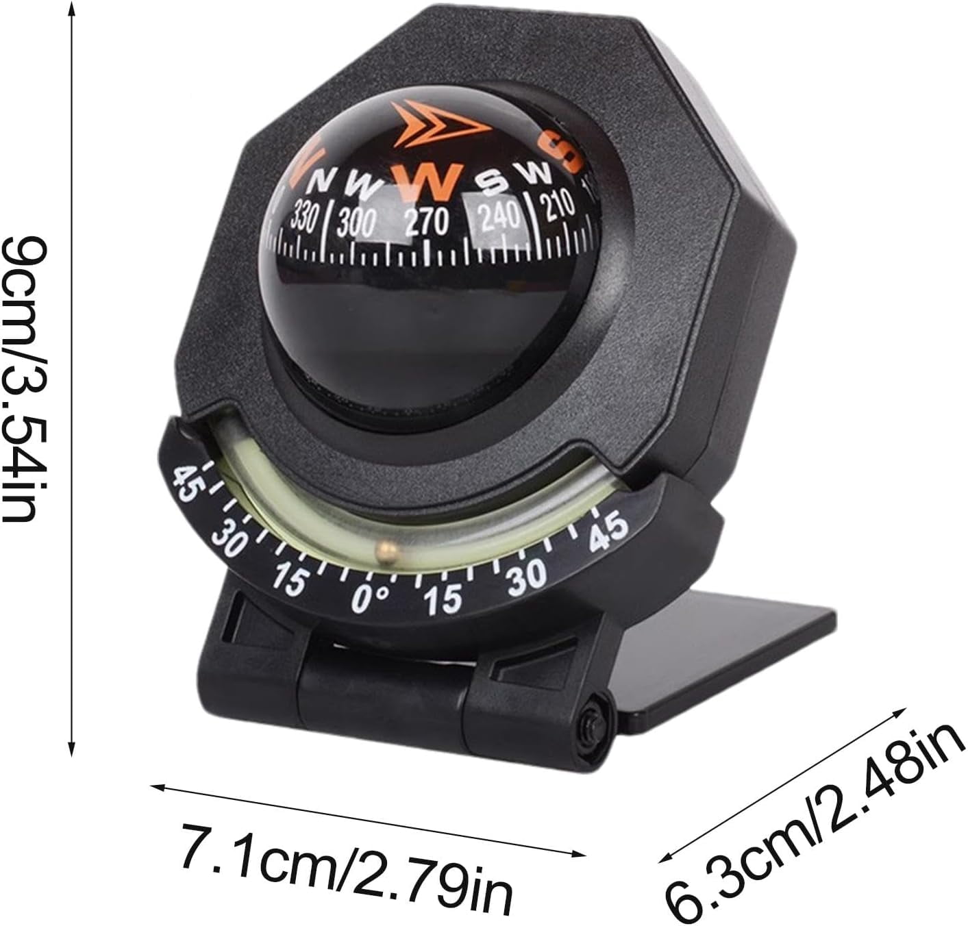 SLGHLSAHG Boat Compass | 180 Degree Car Compass | Adjustable Dashboard Compass | Boating Compass Dashboard Suction | Navigation Marine Compass for Marine Yacht Boat Ship Caravan Car A4589