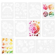 11 Pieces Reusable Sunflower Stencil Template Stencils with Metal Open Ring for Paint Craft Wall DIY Home Decor Supplies