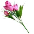 thumbnail image 4 of Inteprter Ramo de flores artificiales de 6 cabezas, simulación de fiesta de boda, decoración floral, ramo falso para el hogar y la oficina, rojo oscuro Flores artificiales 3 Inteprter HA7117-03B, 4 of 6