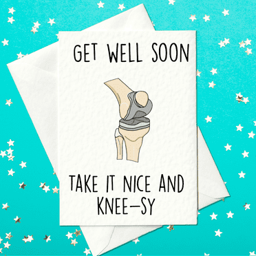 Get Well Soon Card for Knee Recovery – “Take It Nice and Knee-sy” Design – Blank Inside, Envelope Included – Perfect Get Well Gift for Friends, Family, or Loved Ones
