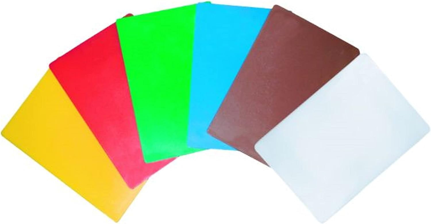 TrueCraftware- Set of 6 Cutting Boards for Kitchen 20" X 15" X 1/2” Assorted Colors- Color Coded Plastic Commercial Chopping Board Anti Slip Surface  for Chopping Food Cutting Mat