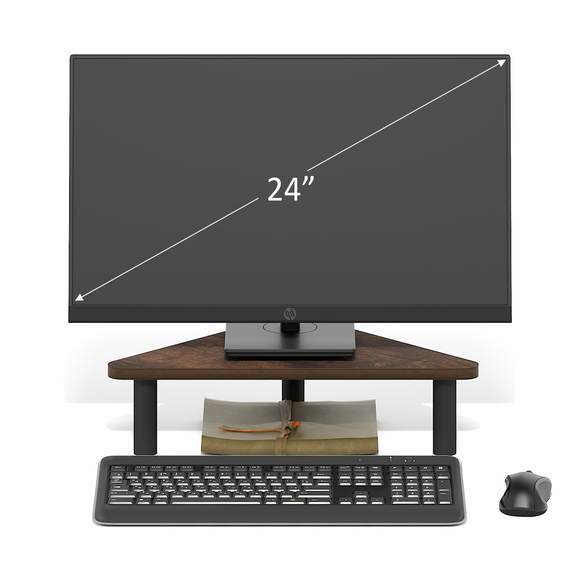 Furinno TURN-N-TUBE 19.6 Wide Triangle Corner Monitor Riser Amber Pine