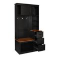 thumbnail image 3 of 40.2" Wide Hall Tree with Storage Bench, Modern Entryway Bench with Coat Rack and 3 Shelves, Drawers, 3 Sturdy Hooks, for Living Room, Hallway, Anti-tipping Device, Black, 3 of 9