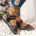 thumbnail image 5 of Rokment Ethnic Athletic Orthotic Walking Sandals for Women Bohemian Beach Comfortable Open Toe Ankle Strap Low Heel Dress Summer Shoes with Arch Support Black Size 6.5, 5 of 7