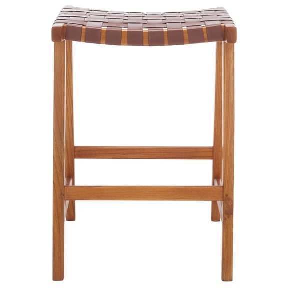 SAFAVIEH Abreu Rectangle Backless Counter Stool, Cognac/Nautral