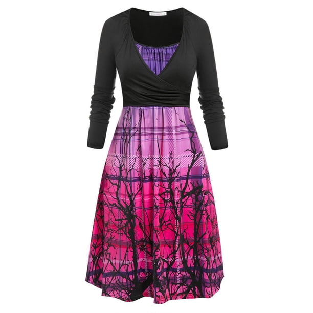 Vestido de camis de impresión de rama de Omre Plaid de Omre Tamaño con camiseta de envoltura Rosegal Vestidos casuales de talla grande