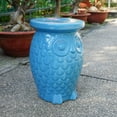 thumbnail image 2 of Navy Blue Wise Old Owl Ceramic Garden Stool, 2 of 6