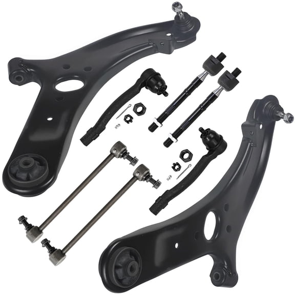 Detroit Axle - Front Lower Control Arms for 2012-2017 Hyundai Accent 2013 2014 2015 2016, 2 Lower Control Arms w/Ball Joints, 4 Tie Rods, 2 Sway Bar Links Replacement