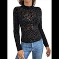 thumbnail image 3 of Blusas de de Larga para Mujer, Cuello Alto, Transparentes, para Salir, Ropa de Club Negro S, 3 of 9
