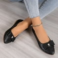 thumbnail image 5 of XDDST Large Size Business Casual Shoes Women Flat Ladies Large Size Single Shoes Simple Pure Colour Bowknot Rhinestone Low Heel Flat Bottom Single Shoes Loafers Black, 5 of 7
