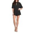thumbnail image 2 of eVogues Women's Keyhole Solid Knit Romper Black, 2 of 6
