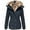 Blue, variant on HNMKIU Winter Hooded Jacket Full Zip Front Lined Windproof Outerwear with Button Collar Long Coat Women Cozy Casual Wear for Cold Weather Protection and Style Army Green,L