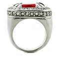 thumbnail image 3 of Silver Tone Synthetic Red Cz Stone Men Rick Ross Hip Hop Style Ring (9), 3 of 4