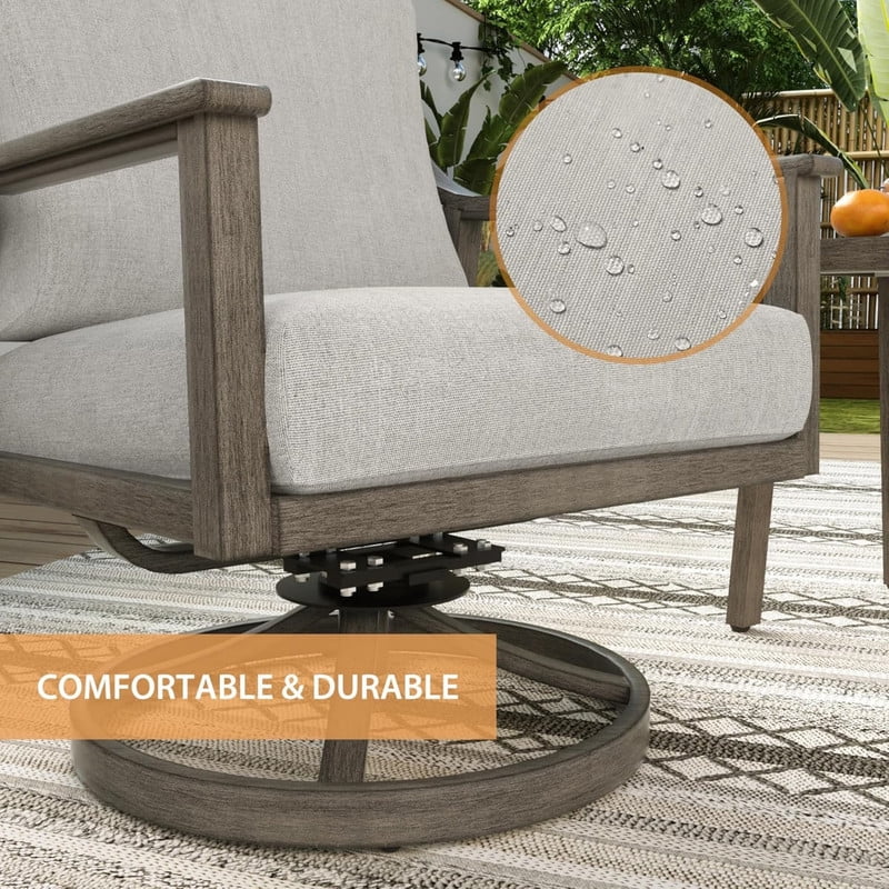 4-Piece Patio Furniture Set - Outdoor Aluminum Patio Conversation Set Includes 1 Loveseat, 2 Swivel Chairs, and 1 Coffee Table