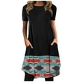 thumbnail image 2 of Robe d'Été pour Femmes 2024 Grande Taille Décontractée Col Rond Imprimé Manches Courtes avec Poche en Solde à Moins de 10!, 2 of 5