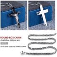 thumbnail image 2 of Stainless Steel Lord's Prayer Cross Necklace Pendant for Car Rearview Mirror Cross Charm for Car Hanging Accessories Ornament with Bible Verse Religious Christian Catholic(Black), 2 of 7