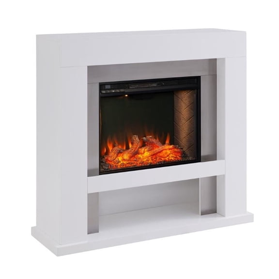 Maklaine Transitional Stainless Steel Electric Fireplace in Gray