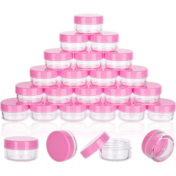 5 Gram Sample Containers with Lids, 50 Count 5ML Sample Jars, Empty Cosmetic Containers with Lids, Small Makeup Travel Containers for Glitter, Lotion, Cream, Beads, with Labels, Mini Spatulas