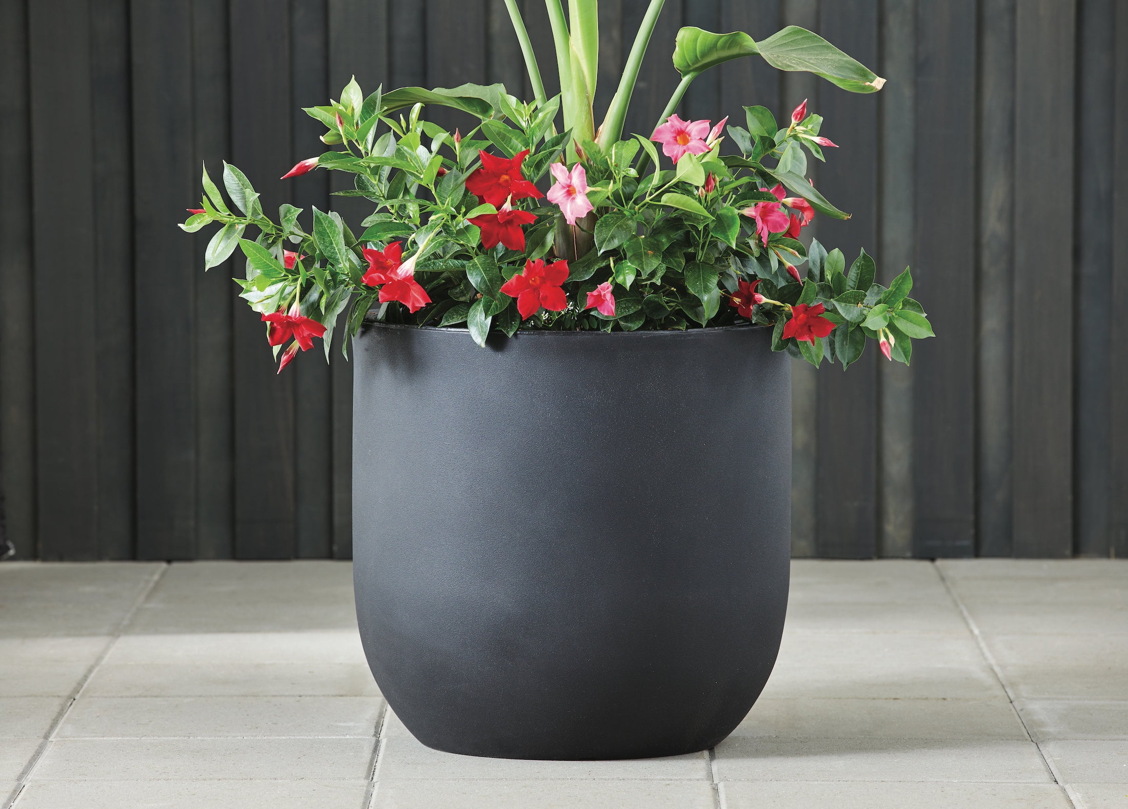 Better Homes & Gardens Mosswood 14-inch Fluted Resin Round Planter, Matte Black