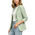 thumbnail image 5 of ClodeEU Women's Single Button 3/4 Sleeve Blazer,Casual Lightweight Lapel Work Jacket Green,Women's Plus XXL, 5 of 7
