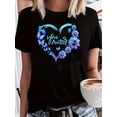 thumbnail image 1 of Camiseta De Mujer Camiseta De Verano Para Mujer Para Viajes En La Calle TrabajoLadies Novelty Blue Heart-shaped Sunflower Print Casual Short-sleeved Top, Comfortable Crew Neck Sport T-shirtFather's, 1 of 6