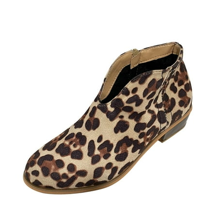 

TAIAOJING Women s Ankle Boots Womens Shoes Plus Size Medium Heel Womens Shoes Leopard Print Suede Ankle Boots