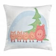 thumbnail image 1 of Pig Throw Pillow Cushion Cover, Mother and Babies under a Christmas Tree, Decorative Square Accent Pillow Case, 20" X 20", Baby Blue Salmon Pistachio Green and Pale Mauve Taupe, by Ambesonne, 1 of 2