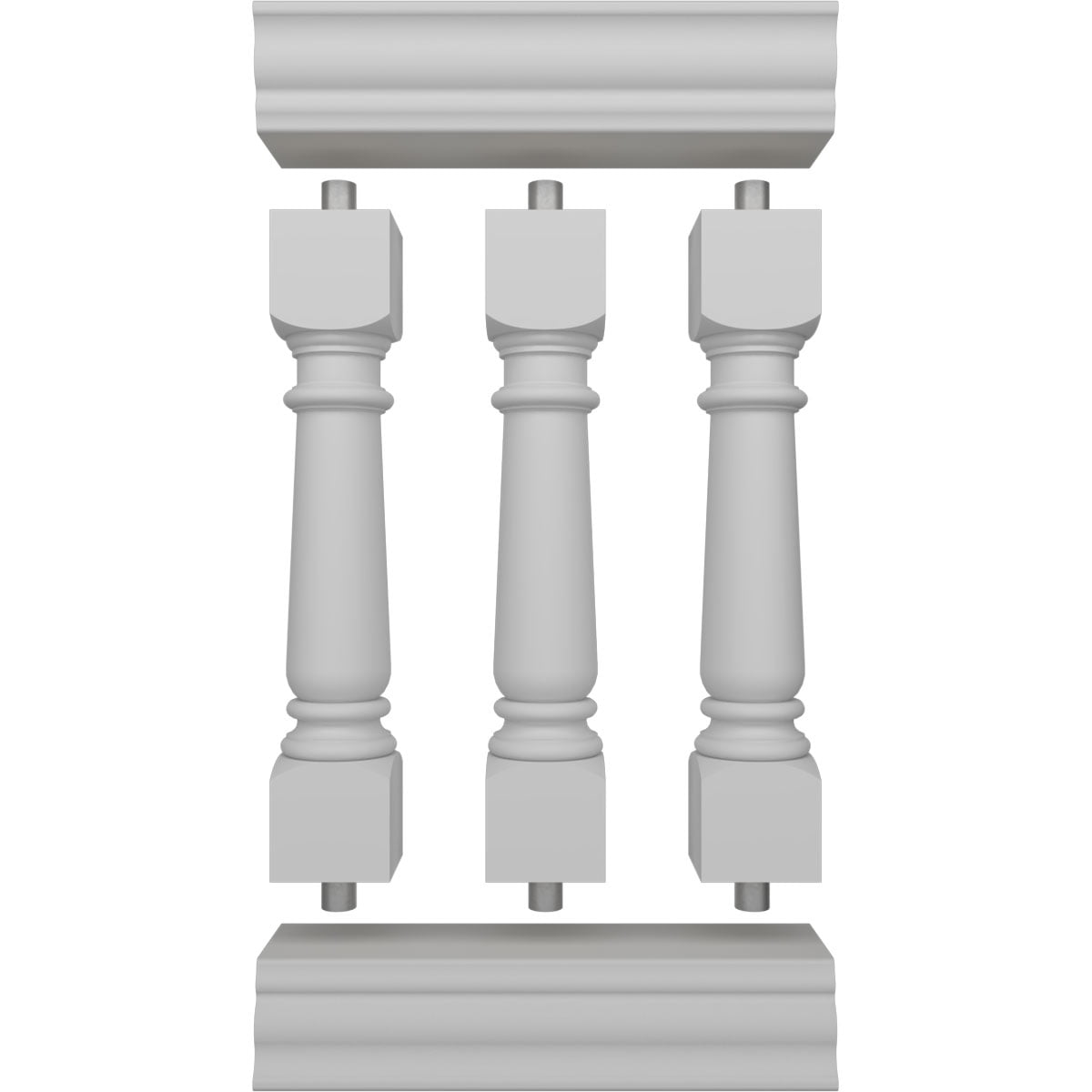 Ekena Millwork 42"H x 2'L Fiberthane Wellington Unassembled Balustrade Railing Kit, Style A (7 5/8" On-Center Spacing to Pass 4" Sphere Code)