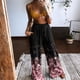thumbnail image 5 of WILLBEST Pantalones Casuales de Cintura Alta para Mujer, con Cordón, Estampado de Plumas y Flores, Pantalones Largos Bohemios con Bolsillos para La Playa, para Un Estilo Sin Esfuerzo. Chica, 5 of 7