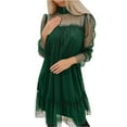 thumbnail image 1 of Mode Féminine Sexy Col Haut Manches Longues Pure Robe de Soirée en Dentelle, 1 of 6