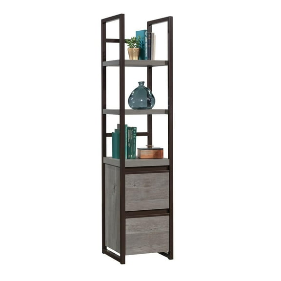 Sauder Manhattan Gate Engineered Wood Narrow Storage Tower in Mystic Oak