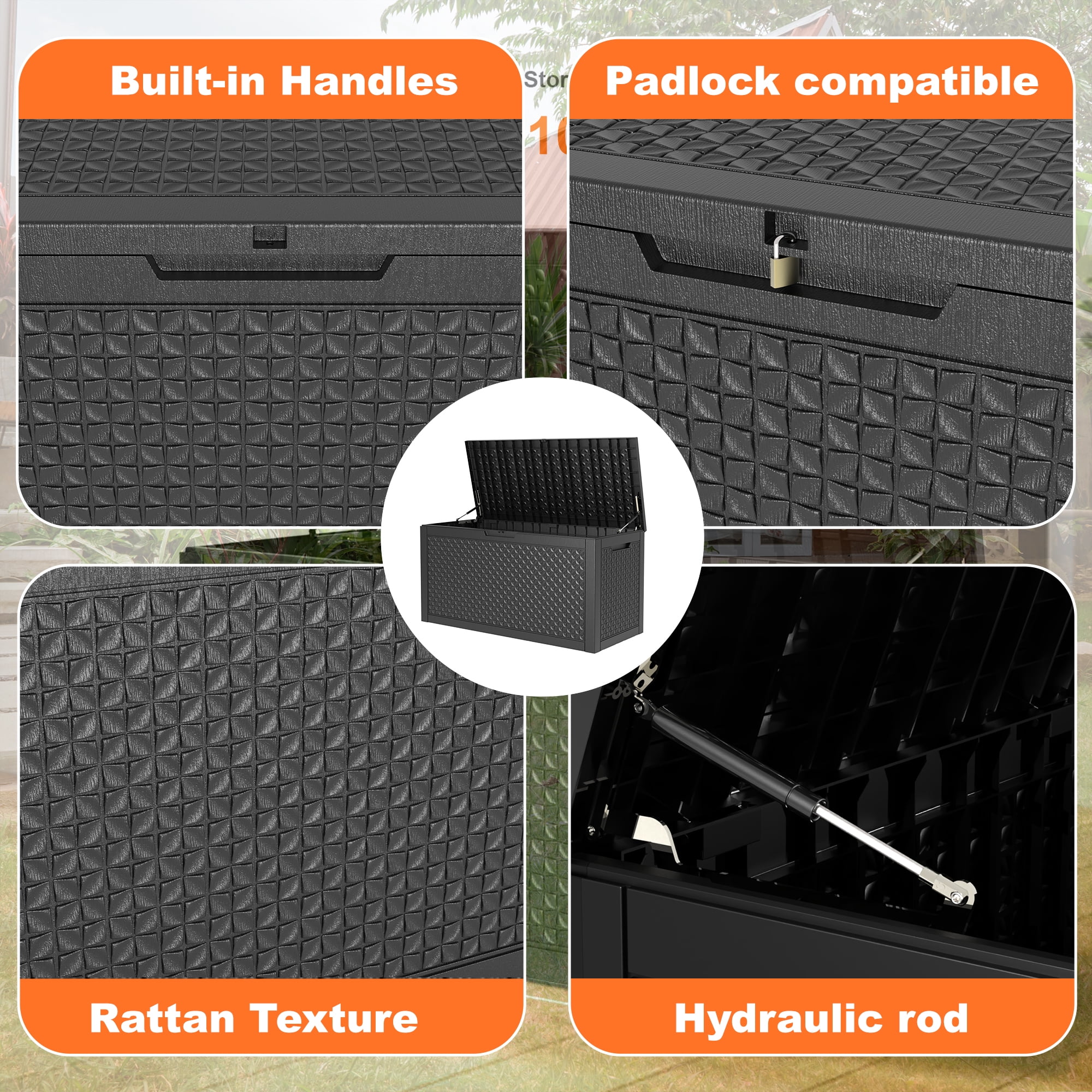 MAYEERTY 100 Gallons Large Deck Box, Large Capacity Storage Box for Patio Furniture Cushions, Pillow Outdoor Indoor, Black